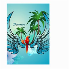 Summer Design With Cute Parrot And Palms Large Garden Flag (two Sides) by FantasyWorld7