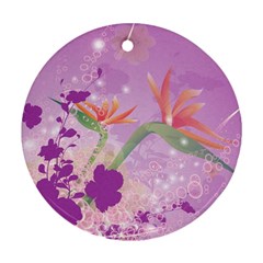 Wonderful Flowers On Soft Purple Background Round Ornament (two Sides)  by FantasyWorld7