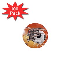 Soccer With Skull And Fire And Water Splash 1  Mini Magnets (100 Pack)  by FantasyWorld7