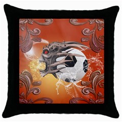 Soccer With Skull And Fire And Water Splash Throw Pillow Cases (black) by FantasyWorld7