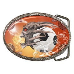 Soccer With Skull And Fire And Water Splash Belt Buckles by FantasyWorld7