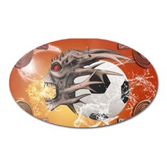 Soccer With Skull And Fire And Water Splash Oval Magnet by FantasyWorld7