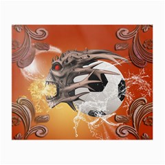 Soccer With Skull And Fire And Water Splash Small Glasses Cloth by FantasyWorld7