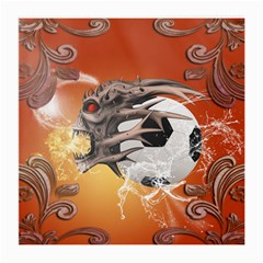 Soccer With Skull And Fire And Water Splash Medium Glasses Cloth (2-side) by FantasyWorld7