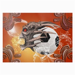 Soccer With Skull And Fire And Water Splash Large Glasses Cloth (2-side) by FantasyWorld7