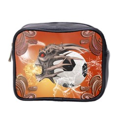 Soccer With Skull And Fire And Water Splash Mini Toiletries Bag 2-side by FantasyWorld7