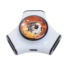 Soccer With Skull And Fire And Water Splash 3-port Usb Hub by FantasyWorld7