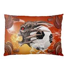 Soccer With Skull And Fire And Water Splash Pillow Cases (two Sides) by FantasyWorld7