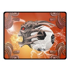 Soccer With Skull And Fire And Water Splash Double Sided Fleece Blanket (small)  by FantasyWorld7