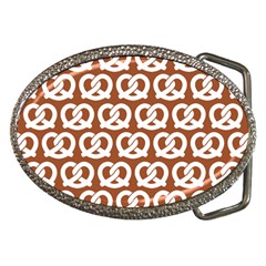 Brown Pretzel Illustrations Pattern Belt Buckles by GardenOfOphir