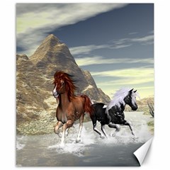 Beautiful Horses Running In A River Canvas 8  X 10  by FantasyWorld7