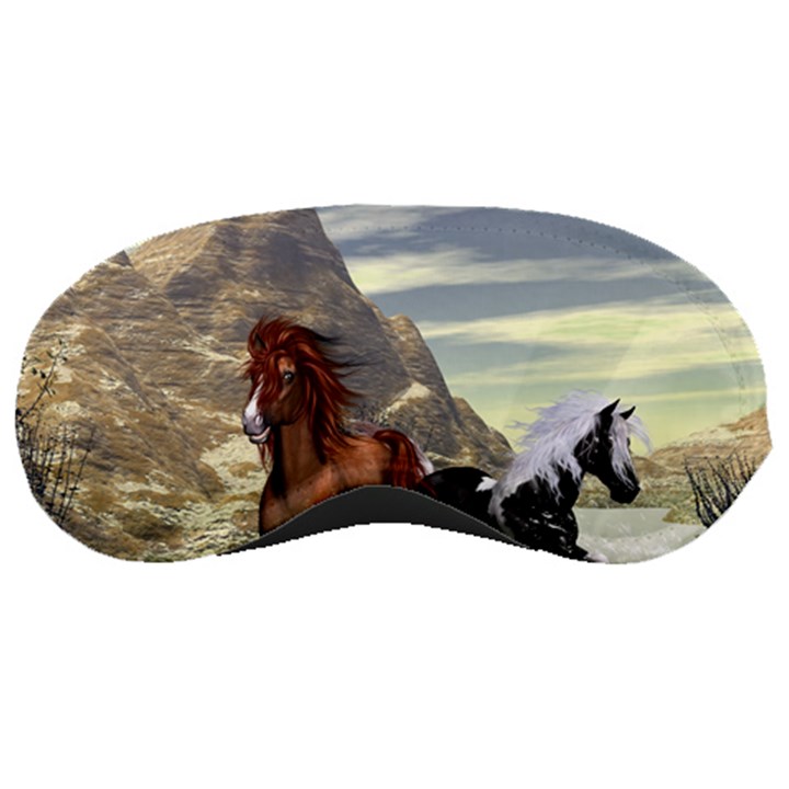 Beautiful Horses Running In A River Sleeping Masks