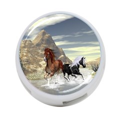 Beautiful Horses Running In A River 4-port Usb Hub (one Side) by FantasyWorld7