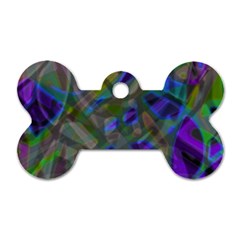 Colorful Abstract Stained Glass G301 Dog Tag Bone (two Sides) by MedusArt