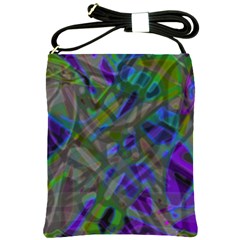 Colorful Abstract Stained Glass G301 Shoulder Sling Bags by MedusArt