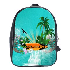 Surfboard With Palm And Flowers School Bags(large)  by FantasyWorld7