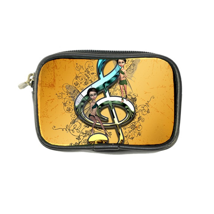 Music, Clef With Fairy And Floral Elements Coin Purse