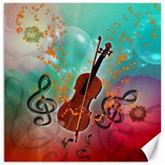 Violin With Violin Bow And Key Notes Canvas 20  X 20   by FantasyWorld7