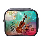 Violin With Violin Bow And Key Notes Mini Toiletries Bag 2-Side Front