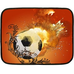 Soccer With Fire And Flame And Floral Elelements Double Sided Fleece Blanket (mini)  by FantasyWorld7