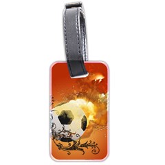 Soccer With Fire And Flame And Floral Elelements Luggage Tags (two Sides) by FantasyWorld7