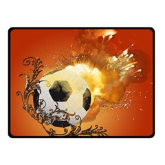 Soccer With Fire And Flame And Floral Elelements Double Sided Fleece Blanket (small)  by FantasyWorld7