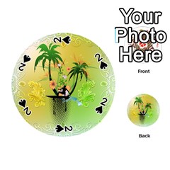 Surfing, Surfboarder With Palm And Flowers And Decorative Floral Elements Playing Cards 54 (round)  by FantasyWorld7