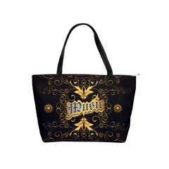 Music The Word With Wonderful Decorative Floral Elements In Gold Shoulder Handbags by FantasyWorld7