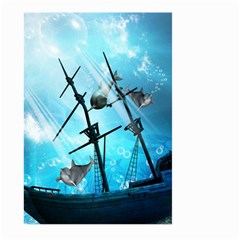 Awesome Ship Wreck With Dolphin And Light Effects Large Garden Flag (two Sides) by FantasyWorld7