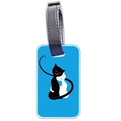 Blue Hugging Love Cats Luggage Tags (two Sides) by CreaturesStore