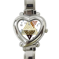 Colorful Modern Geometric Triangles Pattern Heart Italian Charm Watch by Dushan