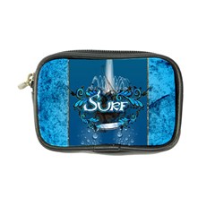 Surf, Surfboard With Water Drops On Blue Background Coin Purse by FantasyWorld7