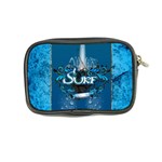 Surf, Surfboard With Water Drops On Blue Background Coin Purse Back