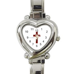 Red Christian Cross Heart Italian Charm Watch by igorsin