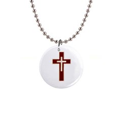 Red Christian Cross 1  Button Necklace by igorsin