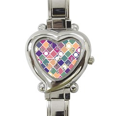 Dots And Squares Heart Italian Charm Watch by Kathrinlegg