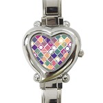 Dots and Squares Heart Italian Charm Watch Front