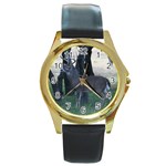 Texas Whitetail Round Gold Metal Watch