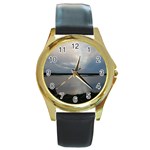 Canadian Blue Sky Round Gold Metal Watch