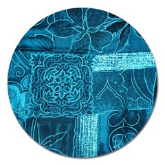 Blue Patchwork Magnet 5  (round) by trendistuff