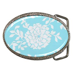 Aqua Blue Floral Pattern Belt Buckles by LovelyDesigns4U