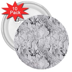 White Marble 3  Buttons (10 Pack)  by ArgosPhotography