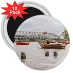 Boats At Santa Lucia River In Montevideo Uruguay 3  Magnets (10 pack)  Front