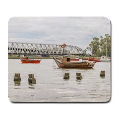 Boats At Santa Lucia River In Montevideo Uruguay Large Mousepads by dflcprints