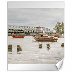 Boats At Santa Lucia River In Montevideo Uruguay Canvas 16  X 20   by dflcprints