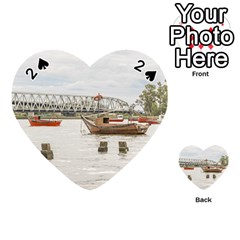 Boats At Santa Lucia River In Montevideo Uruguay Playing Cards 54 (heart)  by dflcprints