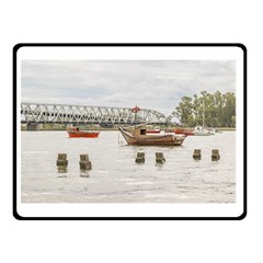 Boats At Santa Lucia River In Montevideo Uruguay Double Sided Fleece Blanket (small)  by dflcprints