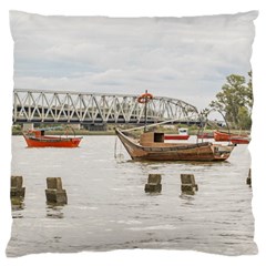 Boats At Santa Lucia River In Montevideo Uruguay Standard Flano Cushion Cases (one Side)  by dflcprints