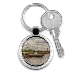 Fishing And Sailboats At Santa Lucia River In Montevideo Key Chains (round)  by dflcprints