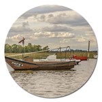 Fishing And Sailboats At Santa Lucia River In Montevideo Magnet 5  (Round) Front